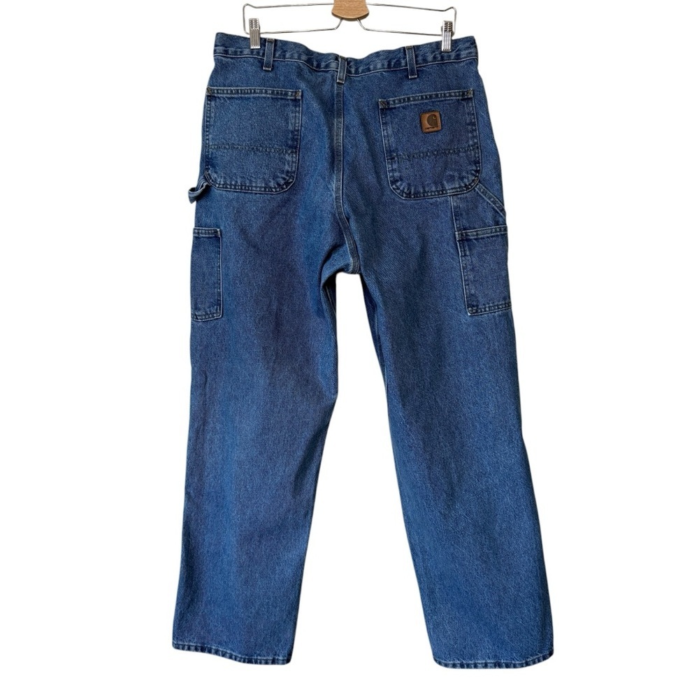 Carhartt Jeans Mens 38 X 32 Blue Denim Cotton Carpenter Double Knee Work Wear - Picture 7 of 10